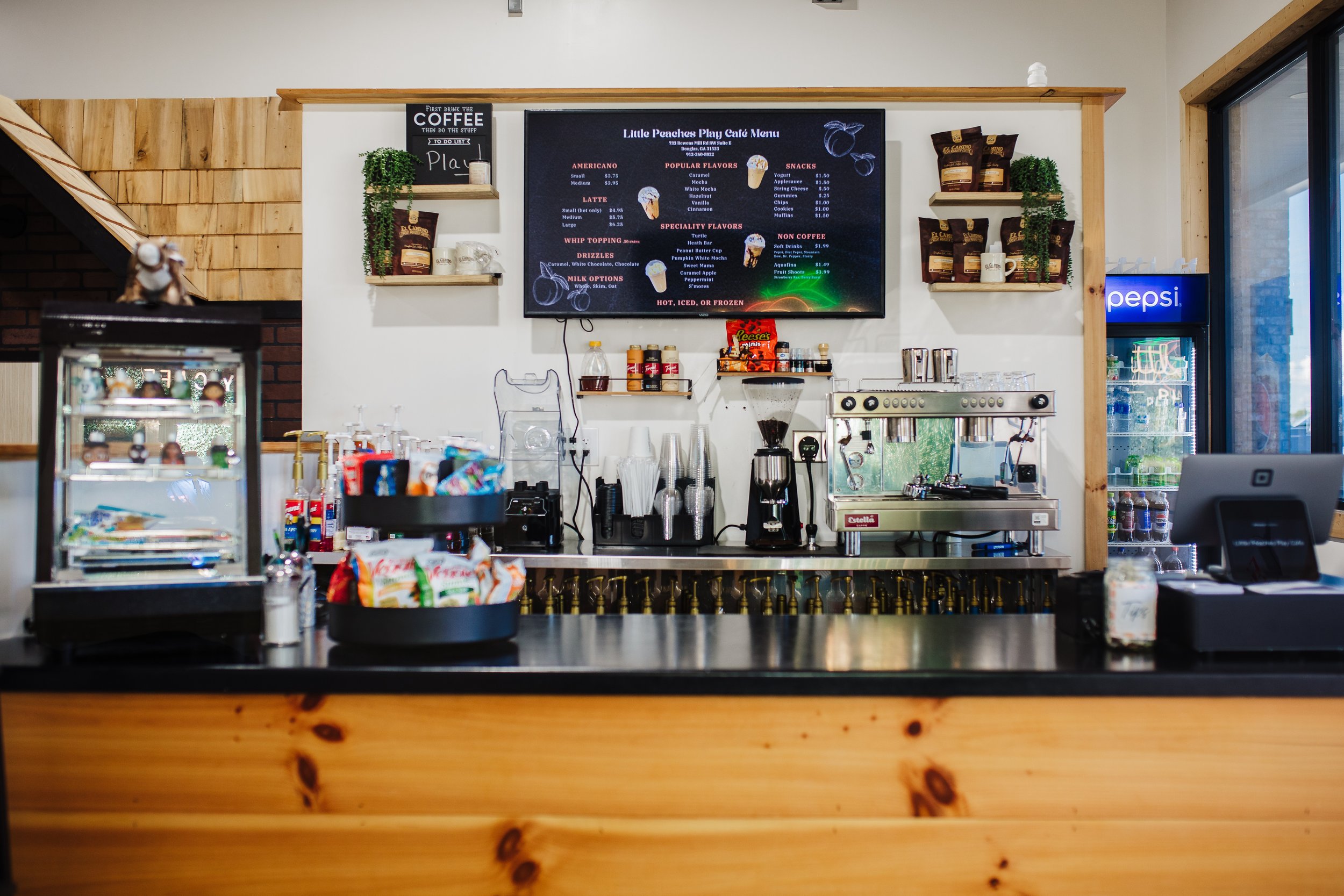 Cafe counter at Little Peaches.